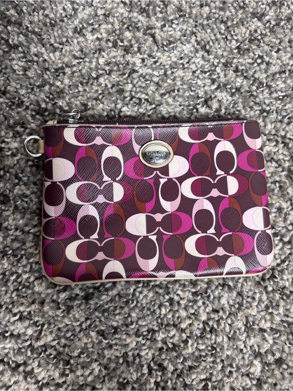 Coach Pink Multi Signature Zip Wristlet